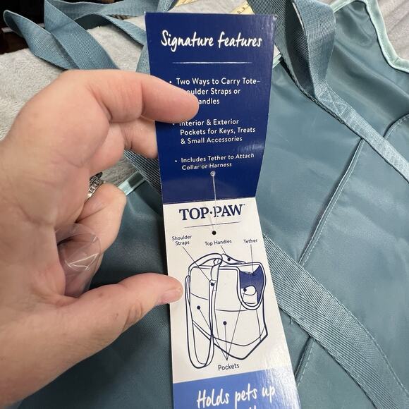 Top Paw Teal Dog Tote Carrier - For Pets Up To 15 lbs - Picture 9 of 11